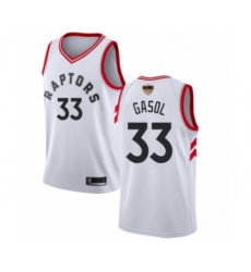Women's Toronto Raptors #33 Marc Gasol Swingman White 2019 Basketball Finals Bound Jersey - Association Edition