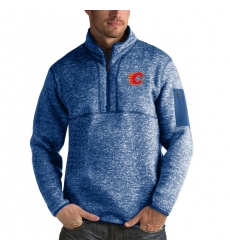 Men's Calgary Flames Antigua Fortune Quarter-Zip Pullover Jacket Blue