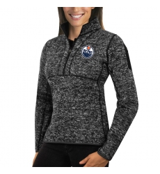 Edmonton Oilers Antigua Women's Fortune Zip Pullover Sweater Charcoal