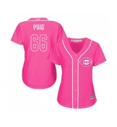 Women's Cincinnati Reds #66 Yasiel Puig Authentic Pink Fashion Cool Base Baseball Jersey