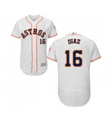 Men's Houston Astros #16 Aledmys Diaz White Home Flex Base Authentic Collection Baseball Jersey