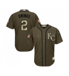 Men's Kansas City Royals #2 Chris Owings Authentic Green Salute to Service Baseball Jersey