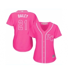 Women's Kansas City Royals #21 Homer Bailey Replica Pink Fashion Cool Base Baseball Jersey