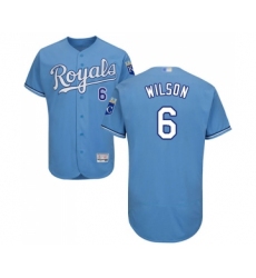 Men's Kansas City Royals #6 Willie Wilson Light Blue Alternate Flex Base Authentic Collection Baseball Jersey