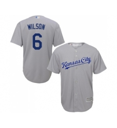 Men's Kansas City Royals #6 Willie Wilson Replica Grey Road Cool Base Baseball Jersey