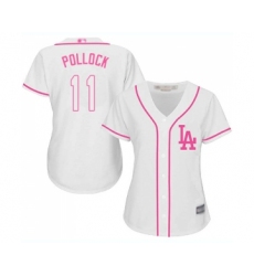 Women's Los Angeles Dodgers #11 A. J. Pollock Authentic White Fashion Cool Base Baseball Jersey
