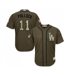 Youth Los Angeles Dodgers #11 A. J. Pollock Authentic Green Salute to Service Baseball Jersey