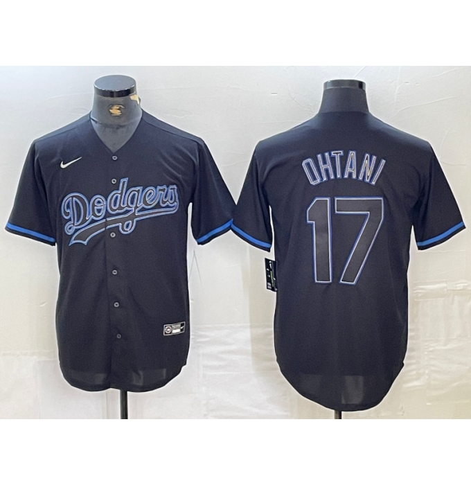 Men's Los Angeles Dodgers #17 Shohei Ohtani Lights Out Black Fashion Stitched Cool Base Nike Jersey