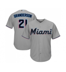 Men's Miami Marlins #21 Curtis Granderson Replica Grey Road Cool Base Baseball Jersey