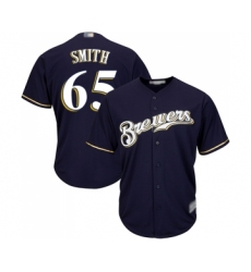 Men's Milwaukee Brewers #65 Burch Smith Replica Navy Blue Alternate Cool Base Baseball Jersey