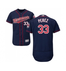Men's Minnesota Twins #33 Martin Perez Navy Blue Alternate Flex Base Authentic Collection Baseball Jersey