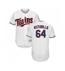 Men's Minnesota Twins #64 Willians Astudillo White Home Flex Base Authentic Collection Baseball Jersey