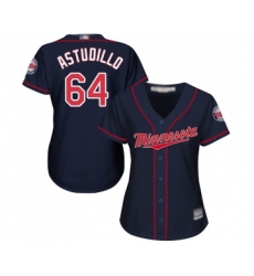 Women's Minnesota Twins #64 Willians Astudillo Replica Navy Blue Alternate Road Cool Base Baseball Jersey
