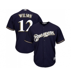 Men's Milwaukee Brewers #12 Alex Wilson Replica Navy Blue Alternate Cool Base Baseball Jersey