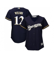Women's Milwaukee Brewers #12 Alex Wilson Replica Navy Blue Alternate Cool Base Baseball Jersey
