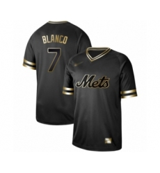 Men's New York Mets #7 Gregor Blanco Authentic Black Gold Fashion Baseball Jersey