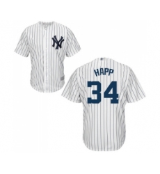 Men's New York Yankees #34 J.A. Happ Replica White Home Baseball Jersey