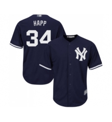 Youth New York Yankees #34 J.A. Happ Authentic Navy Blue Alternate Baseball Jersey