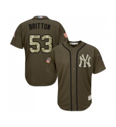 Men's New York Yankees #53 Zach Britton Authentic Green Salute to Service Baseball Jersey