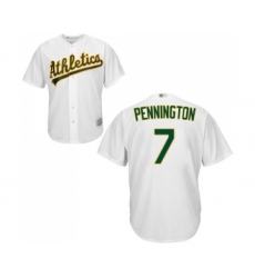 Youth Oakland Athletics #7 Cliff Pennington Replica White Home Cool Base Baseball Jersey