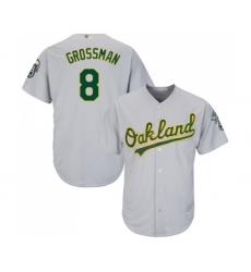 Men's Oakland Athletics #8 Robbie Grossman Replica Grey Road Cool Base Baseball Jersey