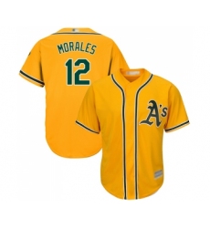 Men's Oakland Athletics #12 Kendrys Morales Replica Gold Alternate 2 Cool Base Baseball Jersey