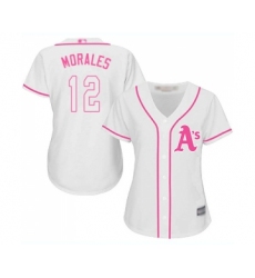 Women's Oakland Athletics #12 Kendrys Morales Replica White Fashion Cool Base Baseball Jersey