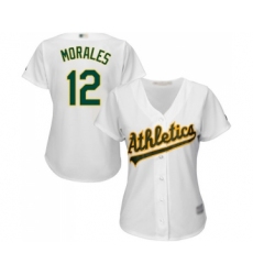Women's Oakland Athletics #12 Kendrys Morales Replica White Home Cool Base Baseball Jersey