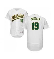 Men's Oakland Athletics #19 Josh Phegley White Home Flex Base Authentic Collection Baseball Jersey