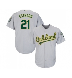Men's Oakland Athletics #21 Marco Estrada Replica Grey Road Cool Base Baseball Jersey