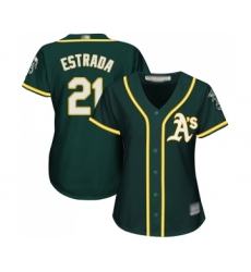 Women's Oakland Athletics #21 Marco Estrada Replica Green Alternate 1 Cool Base Baseball Jersey