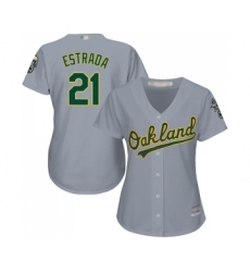 Women's Oakland Athletics #21 Marco Estrada Replica Grey Road Cool Base Baseball Jersey