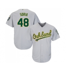 Men's Oakland Athletics #48 Joakim Soria Replica Grey Road Cool Base Baseball Jersey