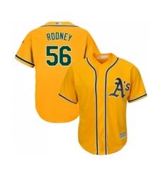 Youth Oakland Athletics #56 Fernando Rodney Replica Gold Alternate 2 Cool Base Baseball Jersey