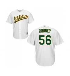 Youth Oakland Athletics #56 Fernando Rodney Replica White Home Cool Base Baseball Jersey