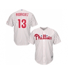 Men's Philadelphia Phillies #13 Sean Rodriguez Replica White Red Strip Home Cool Base Baseball Jersey