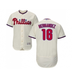 Men's Philadelphia Phillies #16 Cesar Hernandez Cream Alternate Flex Base Authentic Collection Baseball Jersey