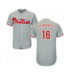 Men's Philadelphia Phillies #16 Cesar Hernandez Grey Road Flex Base Authentic Collection Baseball Jersey
