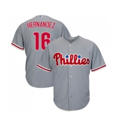 Men's Philadelphia Phillies #16 Cesar Hernandez Replica Grey Road Cool Base Baseball Jersey