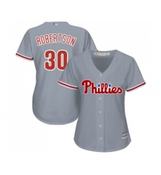 Women's Philadelphia Phillies #30 David Robertson Replica Grey Road Cool Base Baseball Jersey