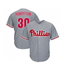 Youth Philadelphia Phillies #30 David Robertson Replica Grey Road Cool Base Baseball Jersey