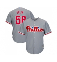 Men's Philadelphia Phillies #56 Zach Eflin Replica Grey Road Cool Base Baseball Jersey