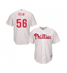 Men's Philadelphia Phillies #56 Zach Eflin Replica White Red Strip Home Cool Base Baseball Jersey