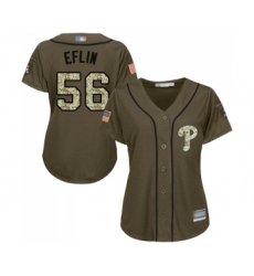 Women's Philadelphia Phillies #56 Zach Eflin Authentic Green Salute to Service Baseball Jersey