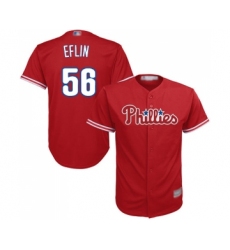 Youth Philadelphia Phillies #56 Zach Eflin Replica Red Alternate Cool Base Baseball Jersey