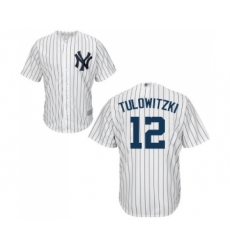 Men's New York Yankees #12 Troy Tulowitzki Replica White Home Baseball Jersey