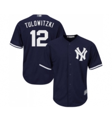 Youth New York Yankees #12 Troy Tulowitzki Authentic Navy Blue Alternate Baseball Jersey
