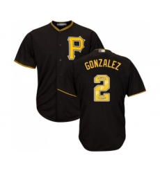 Men's Pittsburgh Pirates #2 Erik Gonzalez Authentic Black Team Logo Fashion Cool Base Baseball Jersey