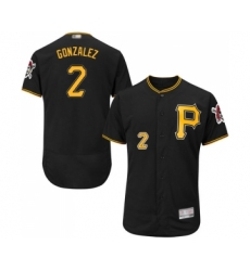 Men's Pittsburgh Pirates #2 Erik Gonzalez Black Alternate Flex Base Authentic Collection Baseball Jersey
