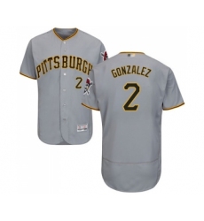 Men's Pittsburgh Pirates #2 Erik Gonzalez Grey Road Flex Base Authentic Collection Baseball Jersey